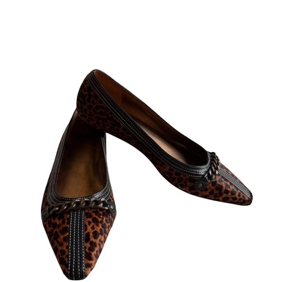 TALBOTS Womens Leopard Animal Print Pony Hair Pointed Toe Flats Size 5 1/2 B, - Picture 7 of 9